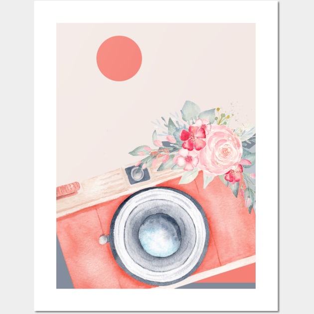 Watercolor Floral Vintage Camera Wall Art by Martsy